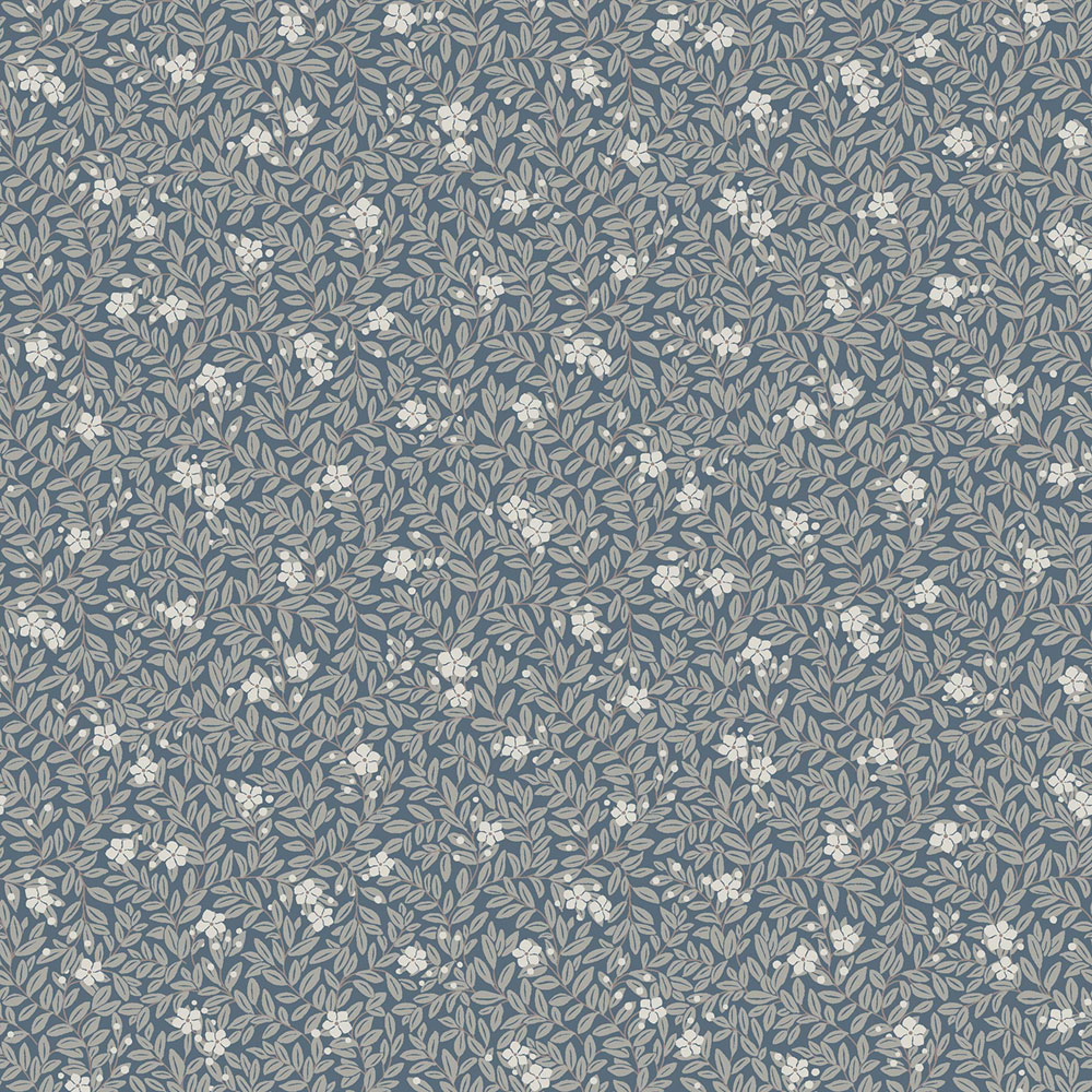 Wallpaper, blue, flowers, leaves, 5717, Orangeri, Boråstapeter