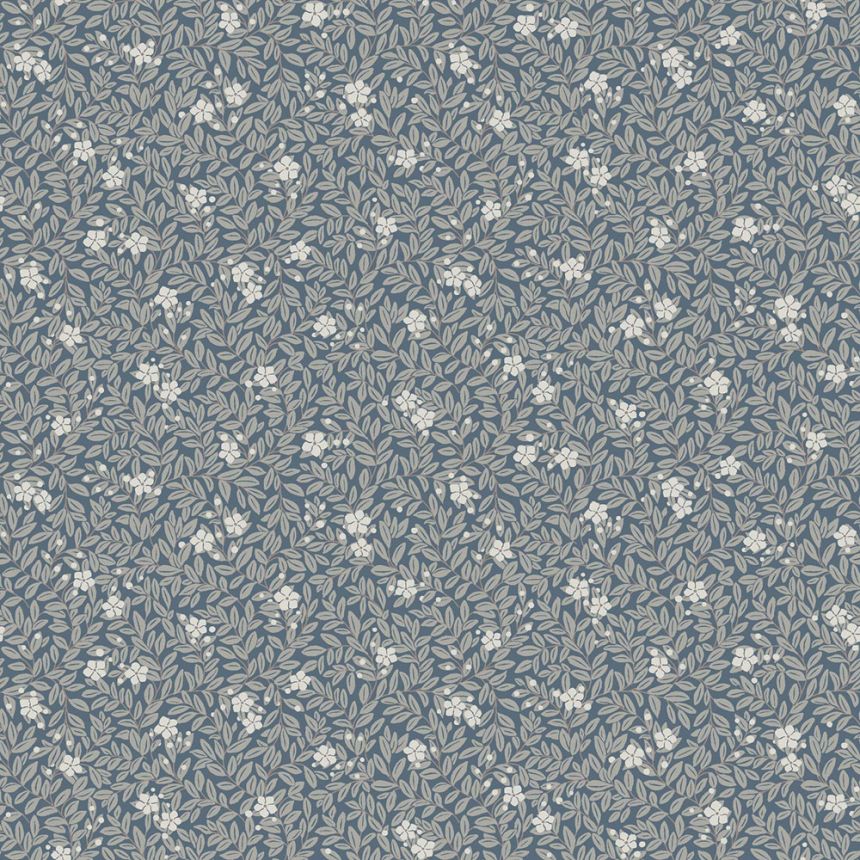 Wallpaper, blue, flowers, leaves, 5717, Orangeri, Boråstapeter