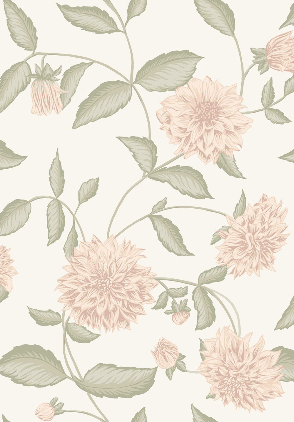 Wallpaper, cream, flowers, 5718, Orangeri, Boråstapeter