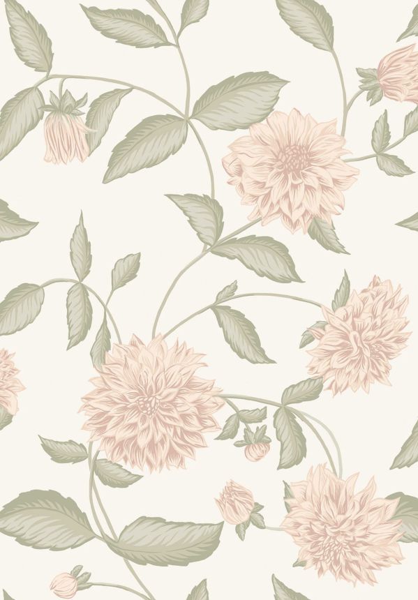 Wallpaper, cream, flowers, 5718, Orangeri, Boråstapeter