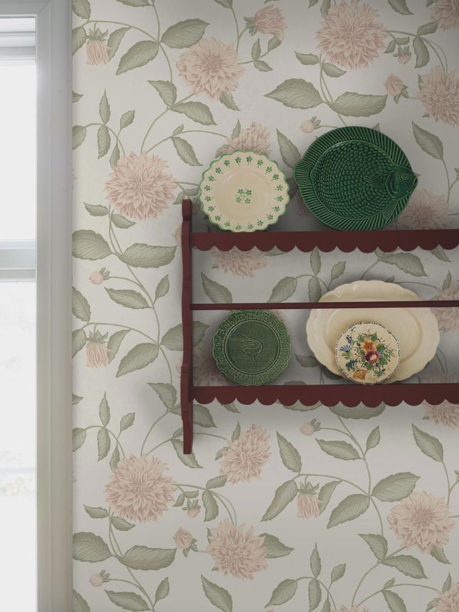 Wallpaper, cream, flowers, 5718, Orangeri, Boråstapeter