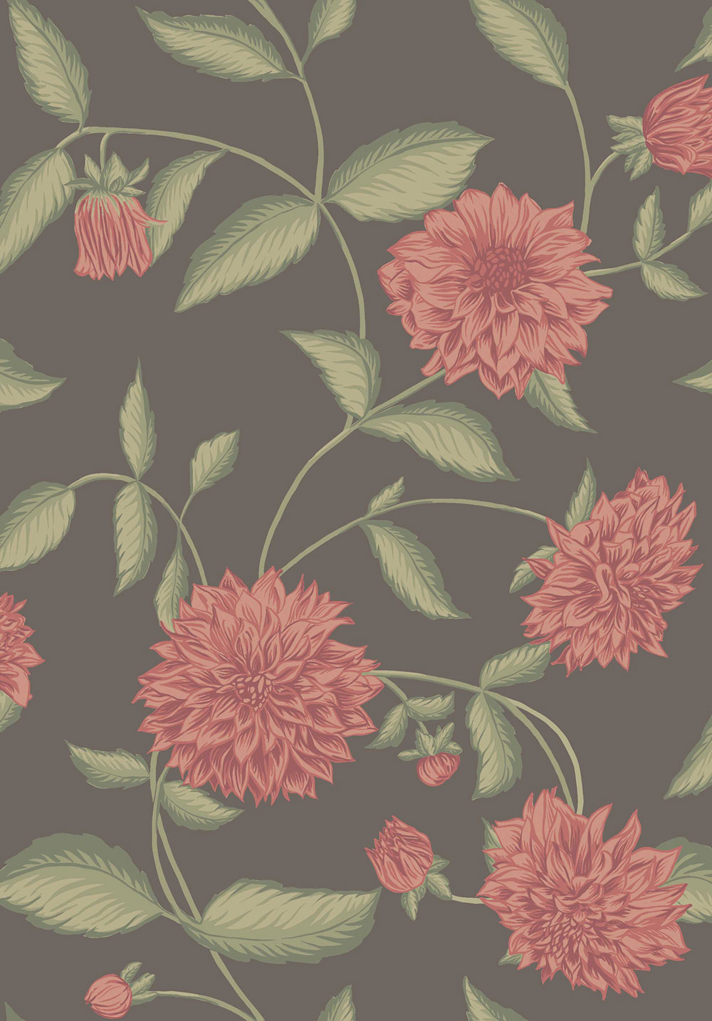 Wallpaper, brown, flowers, 5719, Orangeri, Boråstapeter