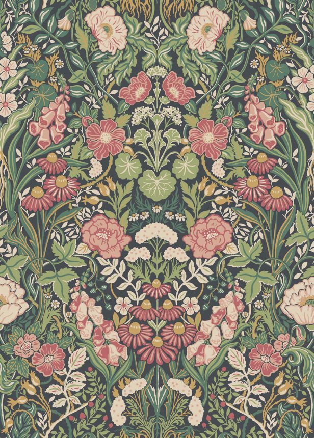 Wallpaper, green, flowers, 5721, Orangeri, Boråstapeter