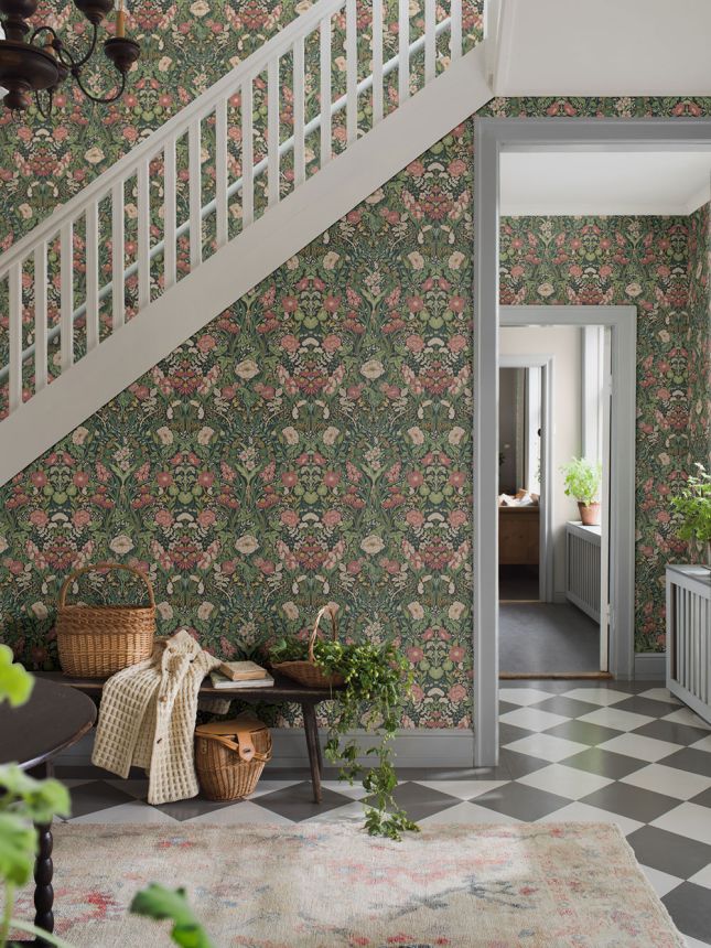 Wallpaper, green, flowers, 5721, Orangeri, Boråstapeter