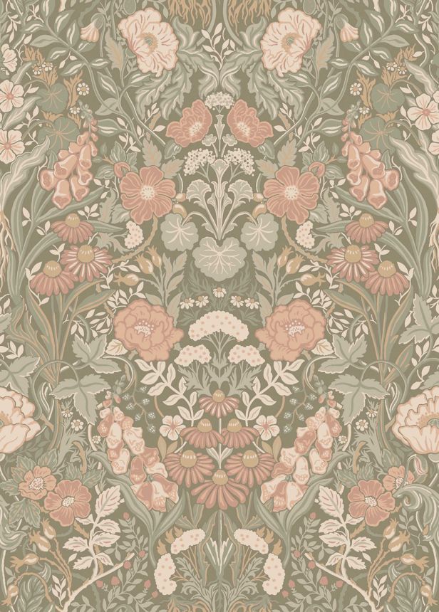 Wallpaper, khaki, flowers, 5723, Orangeri, Boråstapeter