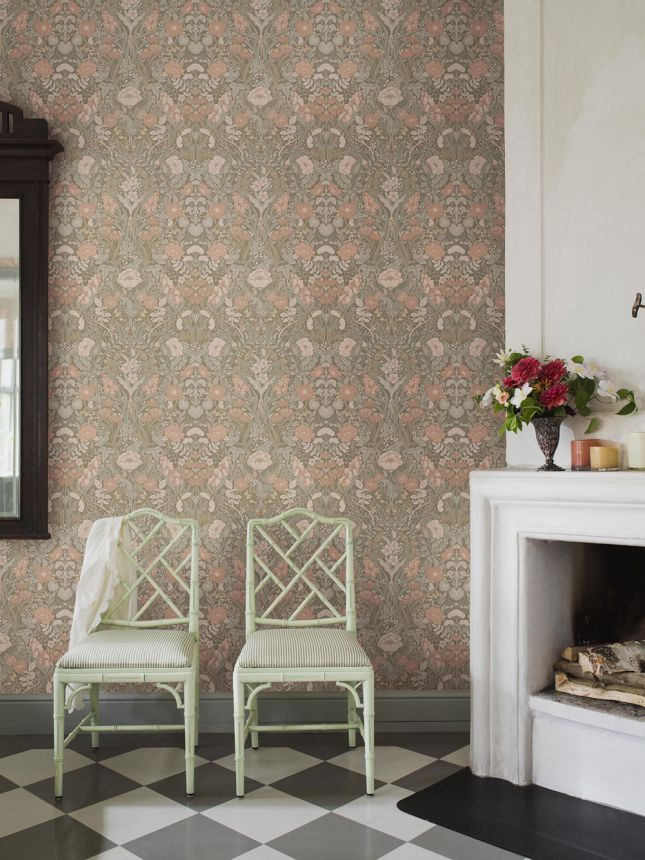 Wallpaper, khaki, flowers, 5723, Orangeri, Boråstapeter