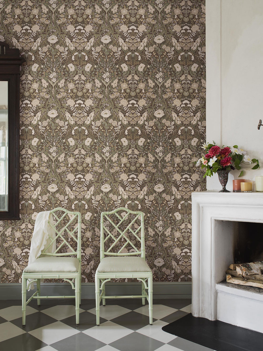 Wallpaper, brown, flowers, 5725, Orangeri, Boråstapeter