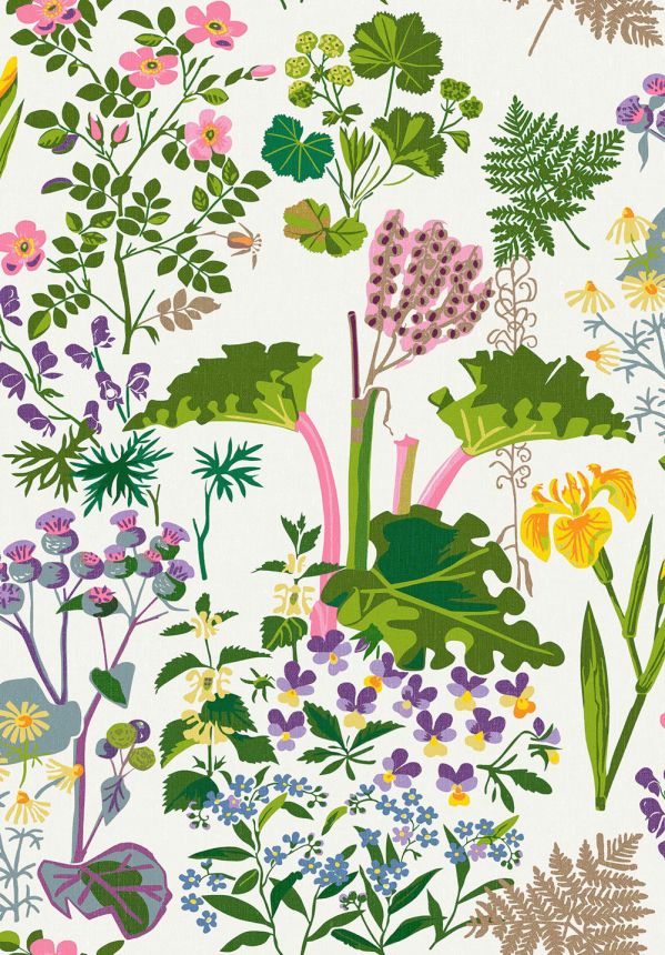 White wallpaper, flowers, leaves, 1792, Icons, Borastapeter