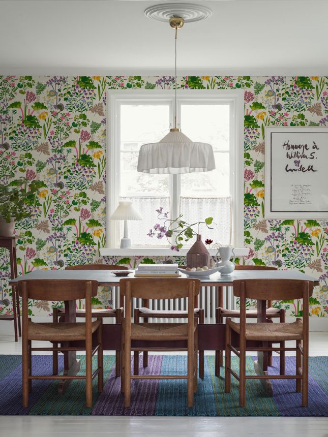 White wallpaper, flowers, leaves, 1792, Icons, Borastapeter