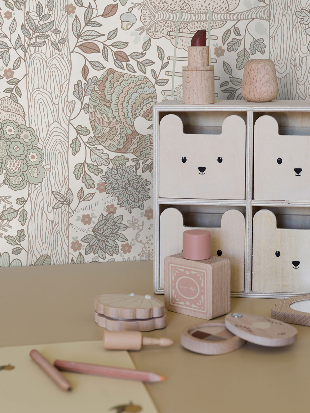 Children's cream wallpaper, animals, 6291, Icons, Borastapeter