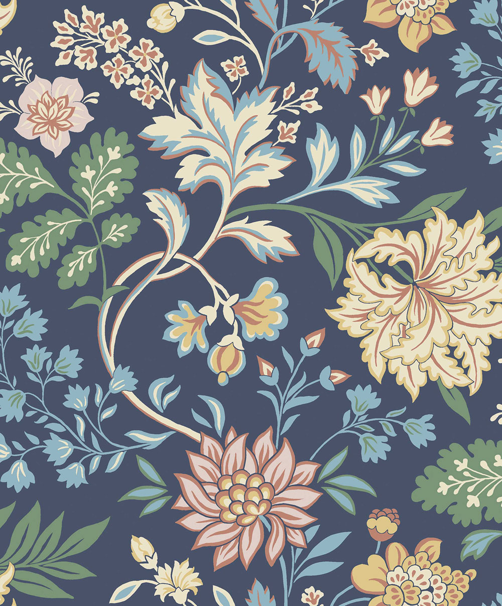 Blue wallpaper, flowers, 2008, Icons, Borastapeter