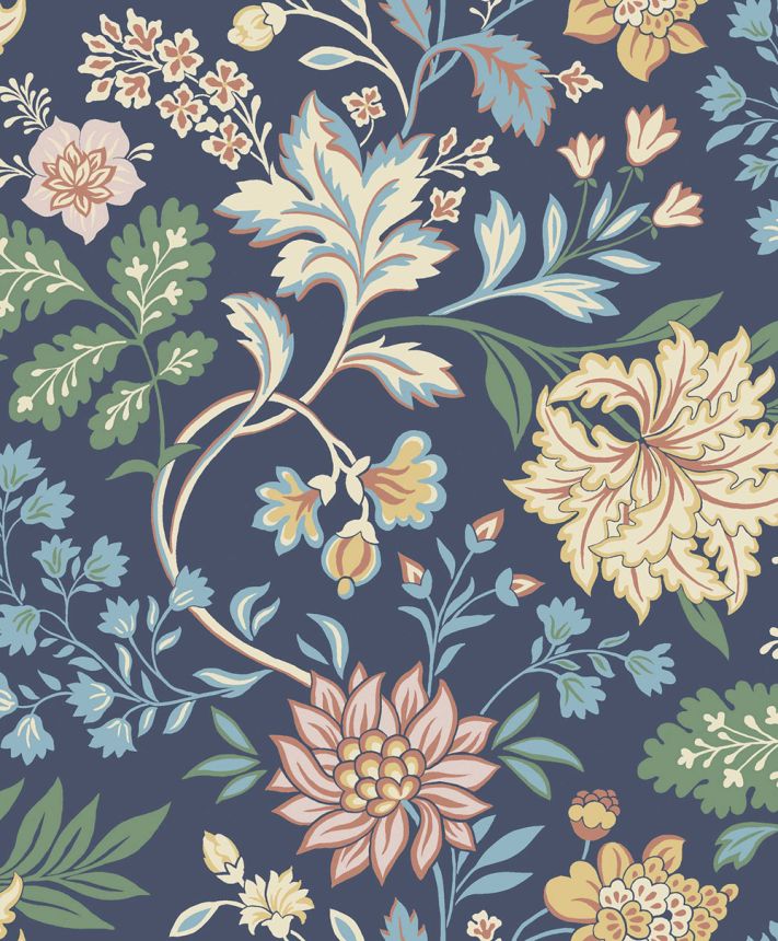Blue wallpaper, flowers, 2008, Icons, Borastapeter