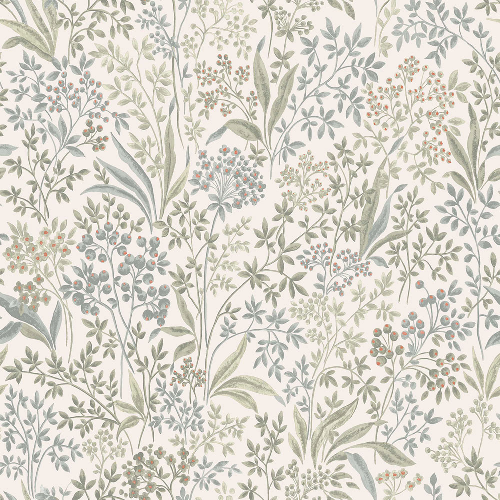 White-green wallpaper, flowers, leaves, 2026, Icons, Borastapeter