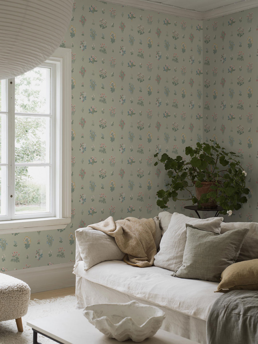 Wallpaper, green, flowers, 6950, Osterlen, Borastapeter