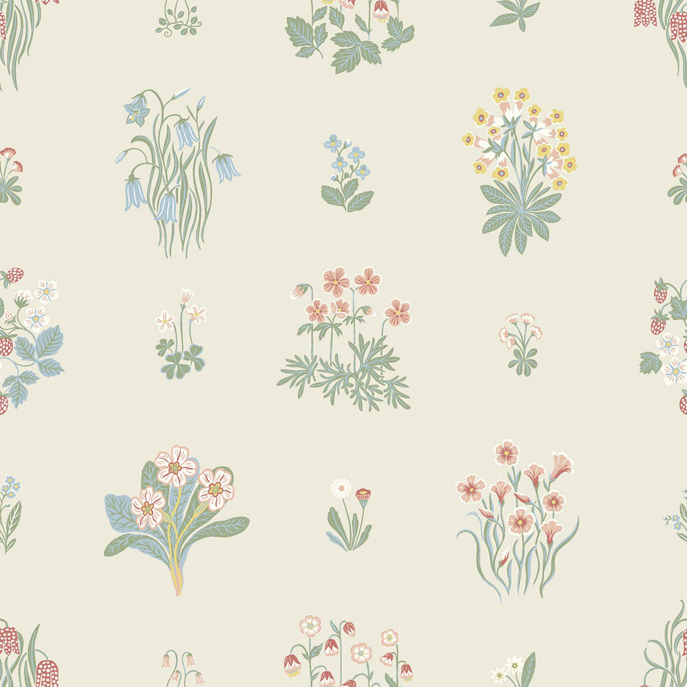 Wallpaper, cream, flowers, 6951, Osterlen, Borastapeter