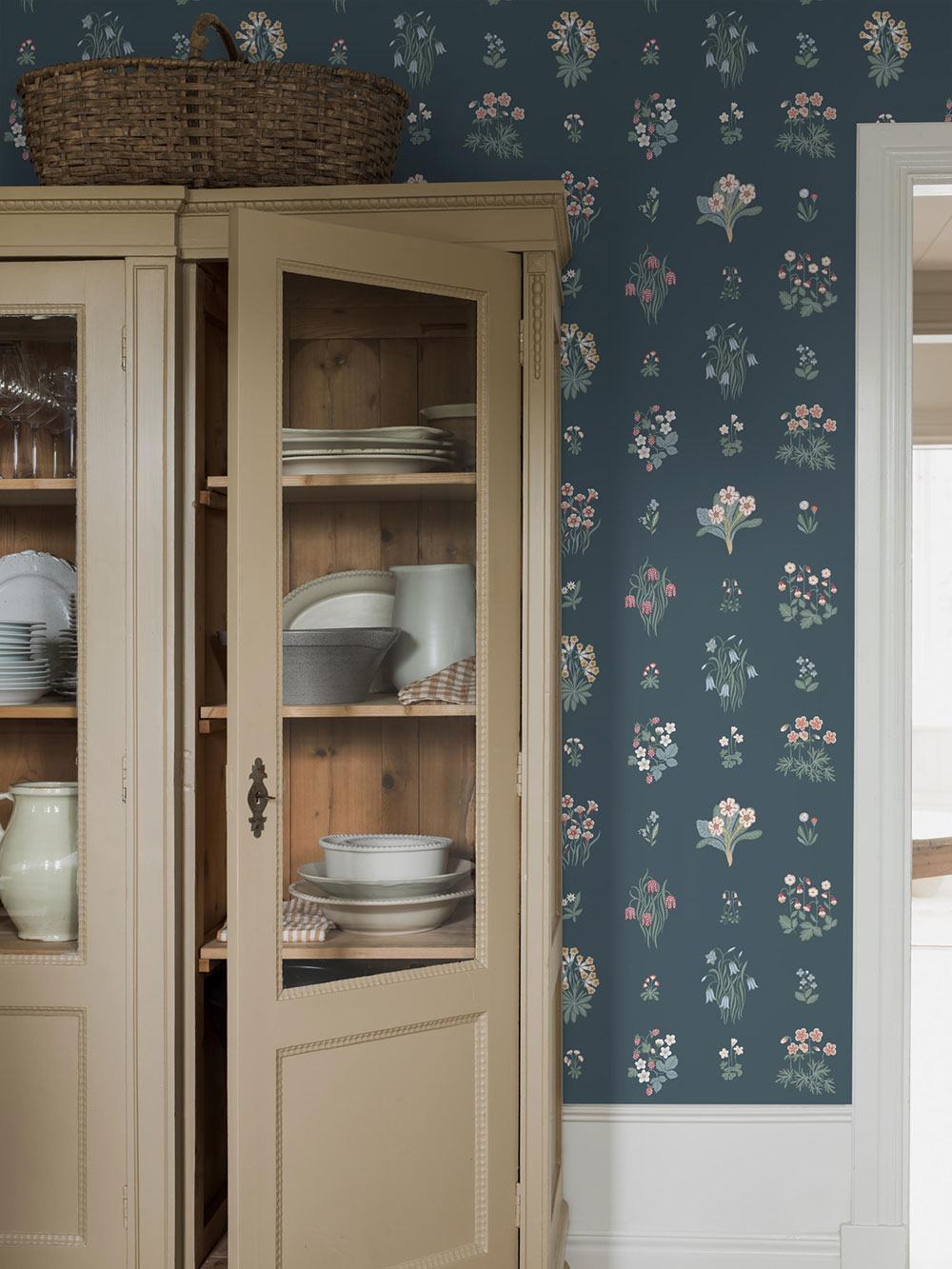 Wallpaper, blue, flowers, 6952, Osterlen, Borastapeter