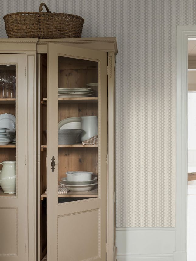 Wallpaper, grey-beige, flowers, stripes, 6955, Osterlen, Borastapeter