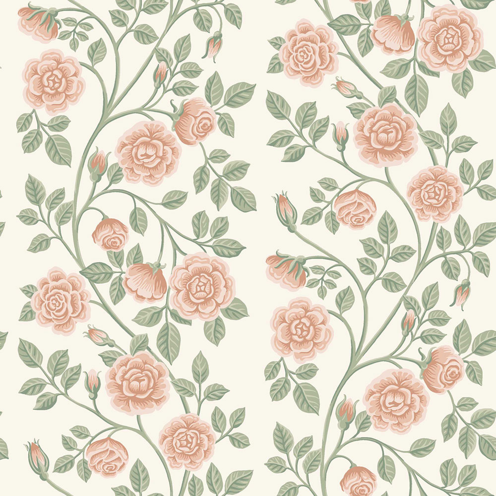 Wallpaper, green-pink, flowers, roses, 6958, Osterlen, Borastapeter