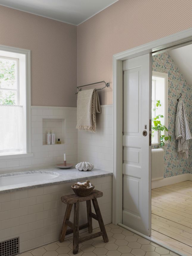 Wallpaper, pink, flowers, 6968, Osterlen, Borastapeter