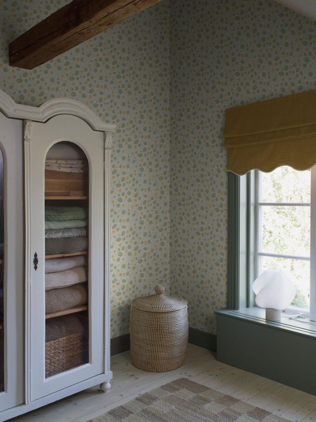 Wallpaper, white, flowers, leaves, 6975, Osterlen, Borastapeter