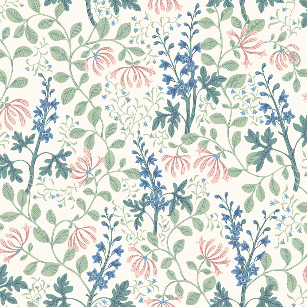 Wallpaper, white, flowers, leaves, 6984, Osterlen, Borastapeter