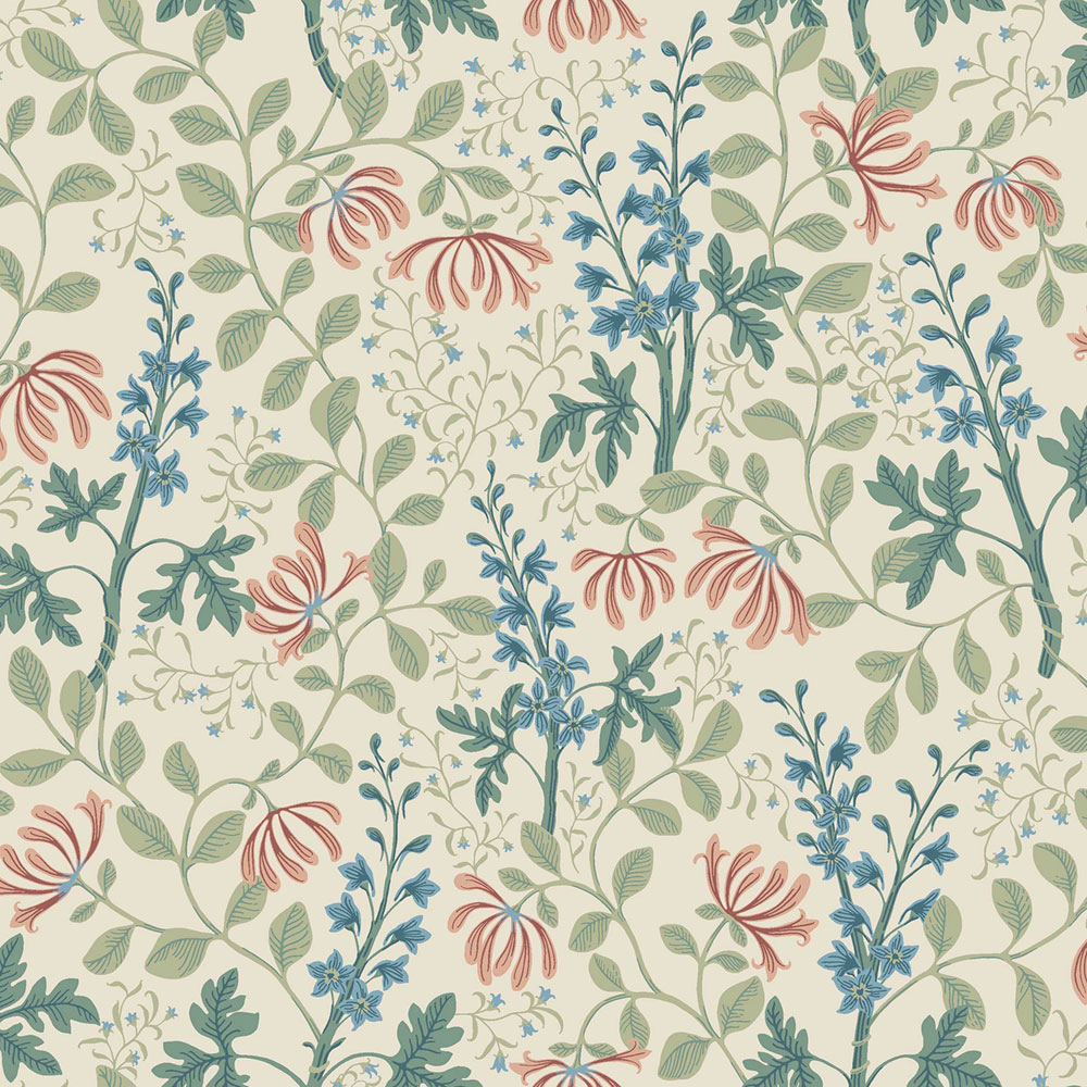 Wallpaper, beige, flowers, leaves, 6985, Osterlen, Borastapeter