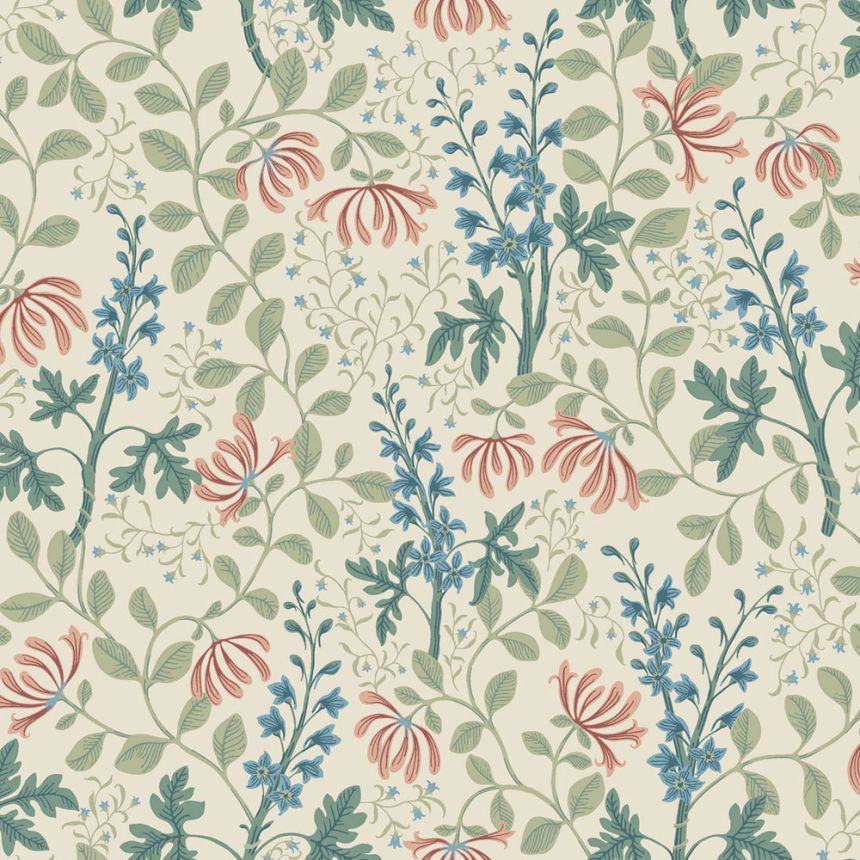 Wallpaper, beige, flowers, leaves, 6985, Osterlen, Borastapeter