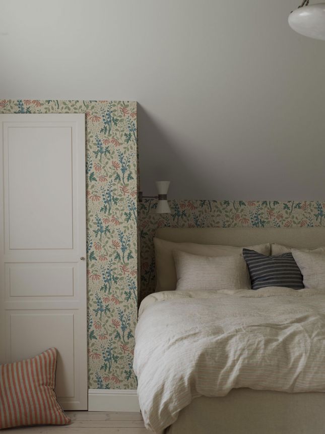 Wallpaper, beige, flowers, leaves, 6985, Osterlen, Borastapeter