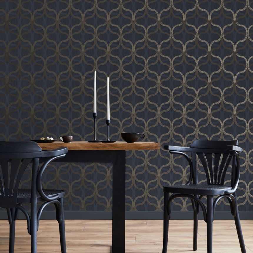 Geometric wallpaper, blue, 128000, Refine, Graham Brown Boutique