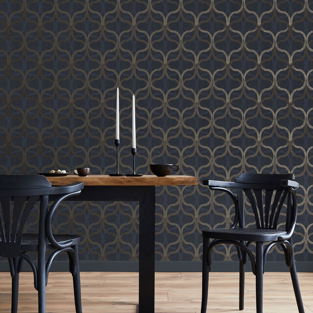 Geometric wallpaper, blue, 128000, Refine, Graham Brown Boutique