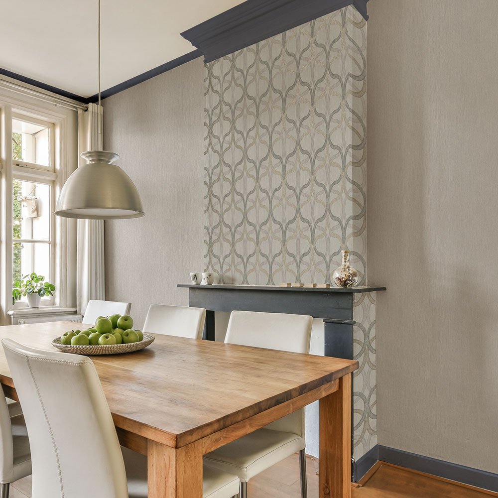 Geometric wallpaper, grey-beige, 128009, Refine, Graham Brown Boutique