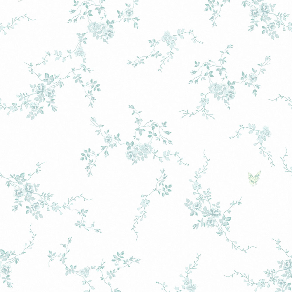 Wallpaper, blue-green, flowers, 125108, Shabby Chic by Rachel Ashwell