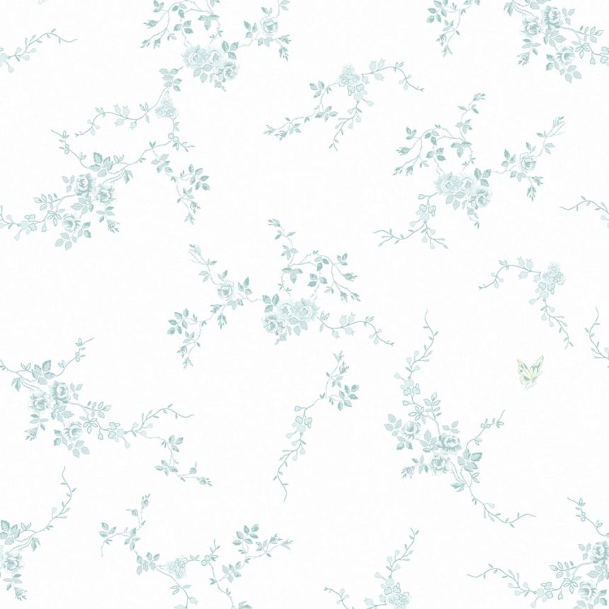 Wallpaper, blue-green, flowers, 125108, Shabby Chic by Rachel Ashwell