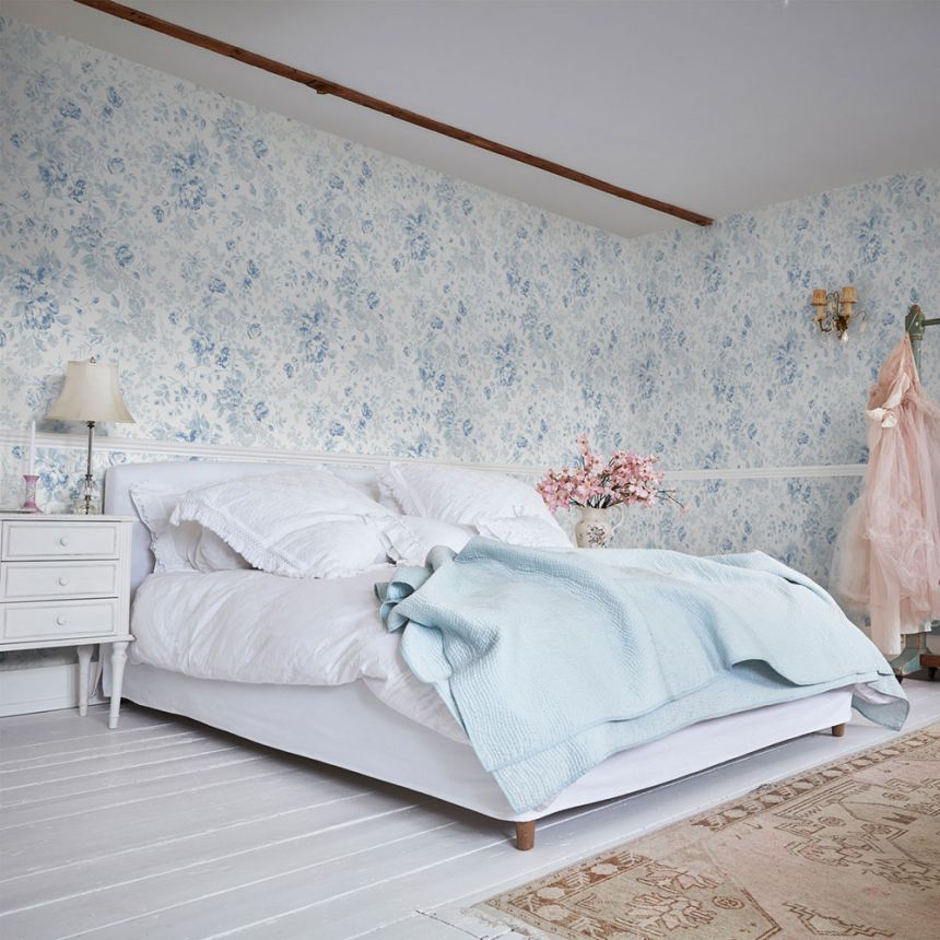 Wallpaper, blue, flowers, 125109, Shabby Chic by Rachel Ashwell