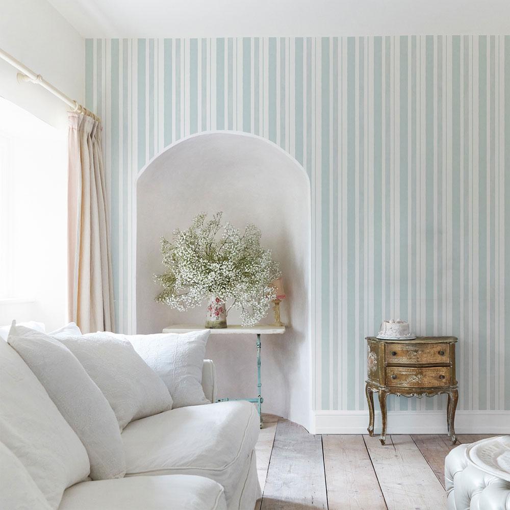 Wallpaper, blue, stripes, 125117, Shabby Chic by Rachel Ashwell
