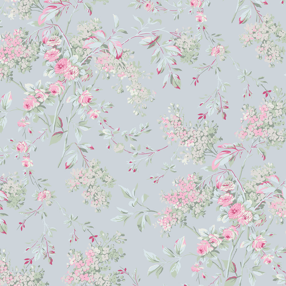 Wallpaper, blue, flowers, 125123, Shabby Chic by Rachel Ashwell