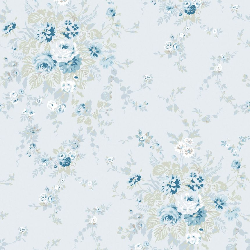 Wallpaper, blue, flowers, 125128, Shabby Chic by Rachel Ashwell
