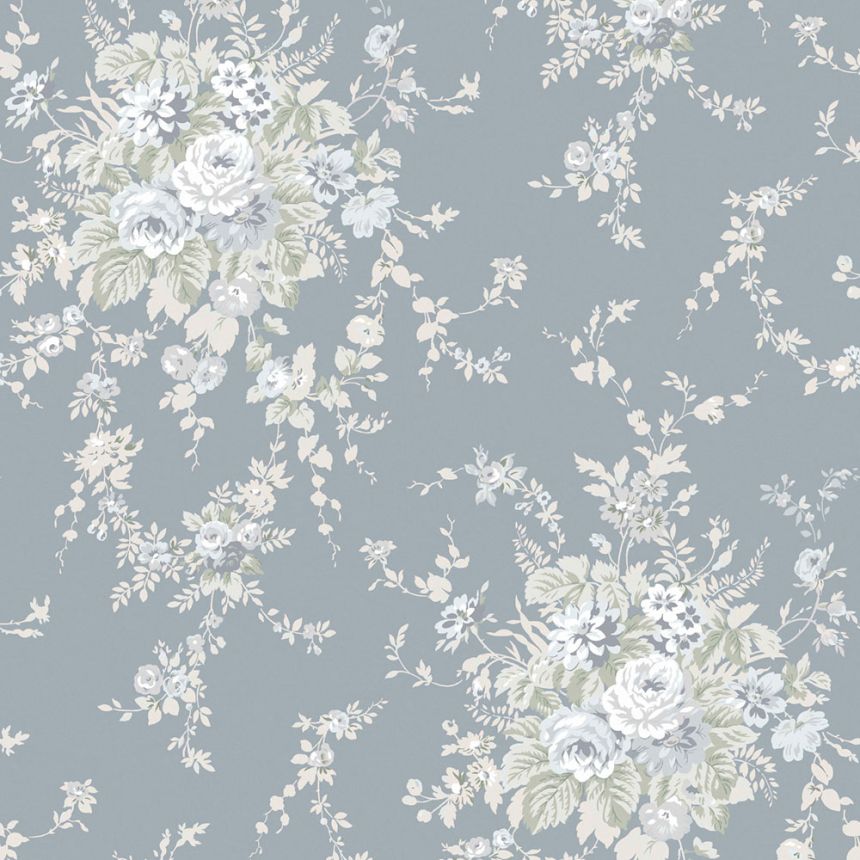Wallpaper, grey, flowers, 125129, Shabby Chic by Rachel Ashwell