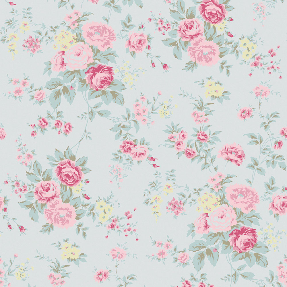 Wallpaper, blue, flowers, 125133, Shabby Chic by Rachel Ashwell