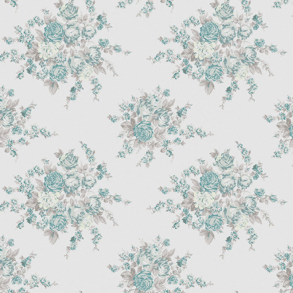 Wallpaper, grey-green, flowers, 125134, Shabby Chic by Rachel Ashwell