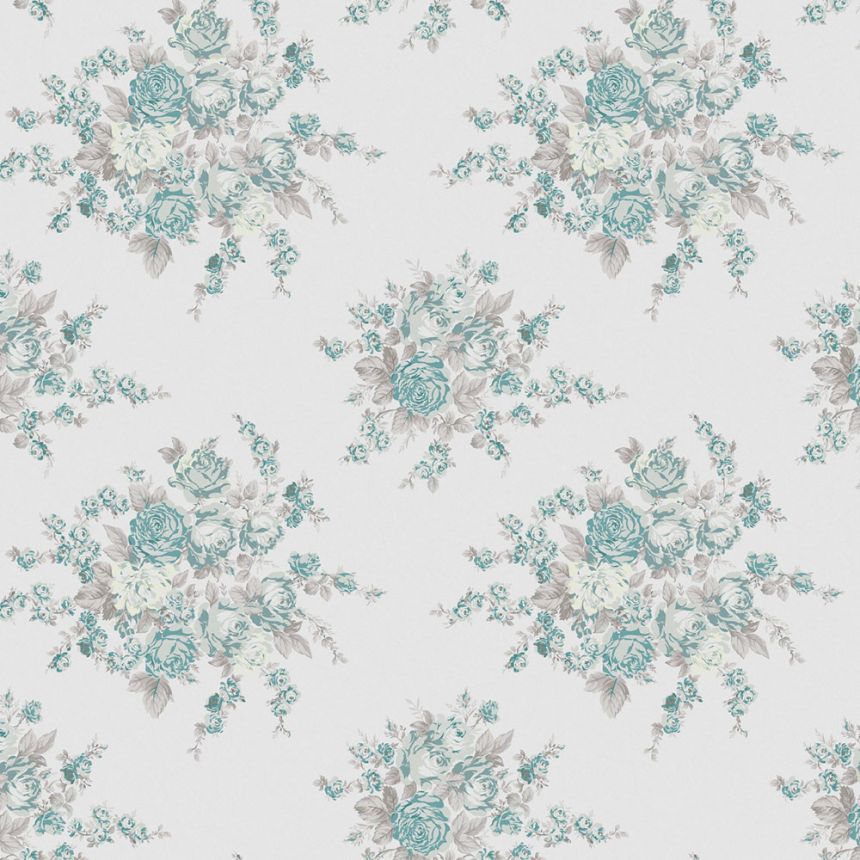 Wallpaper, grey-green, flowers, 125134, Shabby Chic by Rachel Ashwell