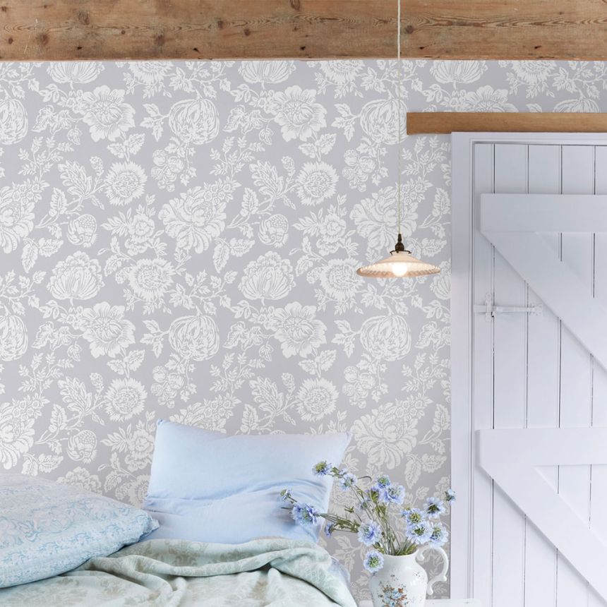 Wallpaper, grey, flowers, 125139, Shabby Chic by Rachel Ashwell