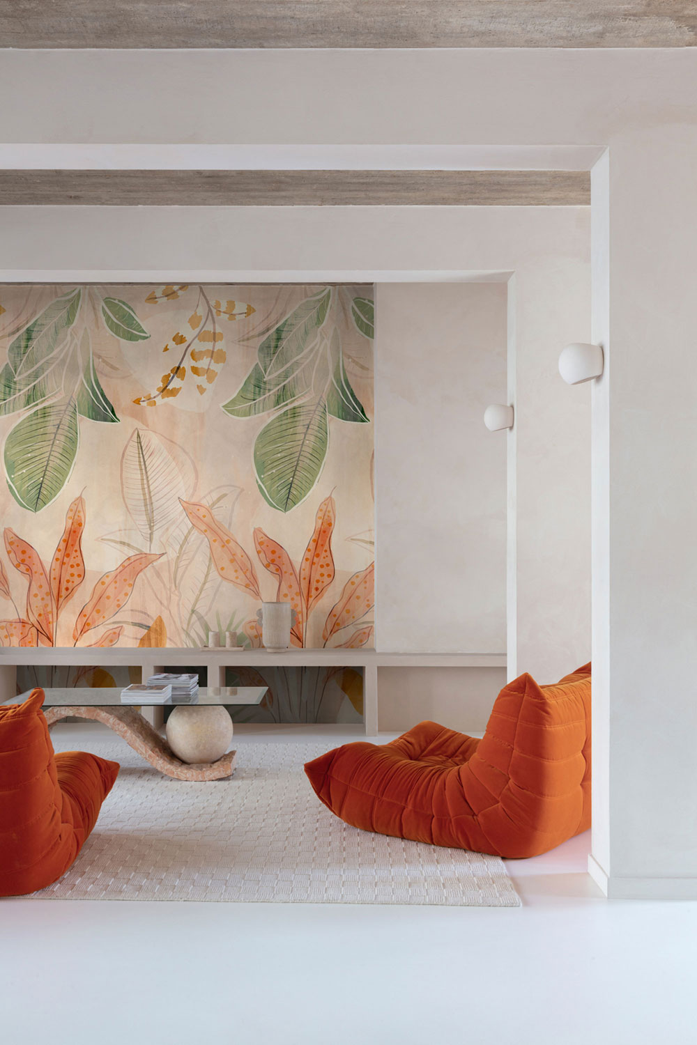 Beige wallpaper, Leaves, A60701, One roll, one motif 2, Grandeco