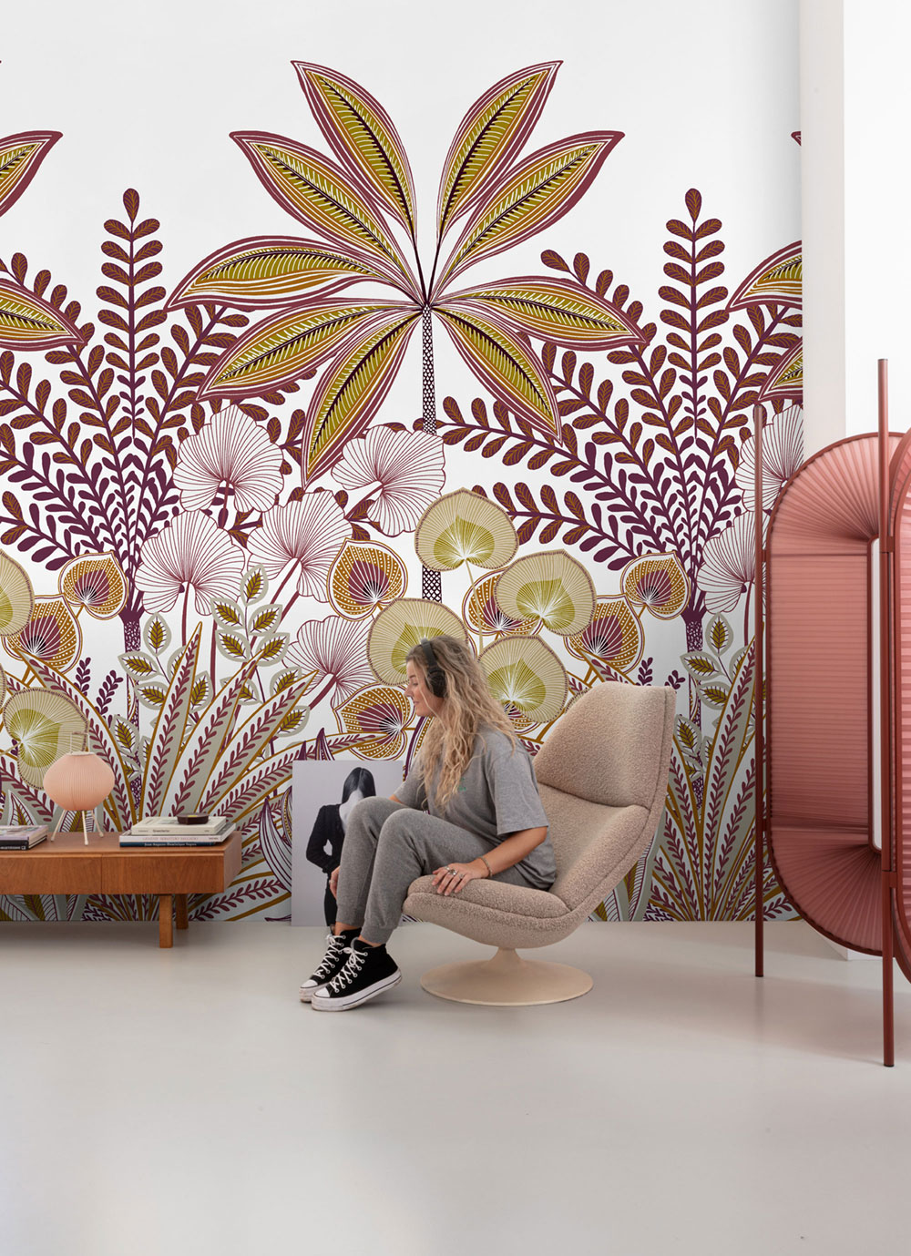 Beige wallpaper, Leaves, A67701, One roll, one motif 2, Grandeco