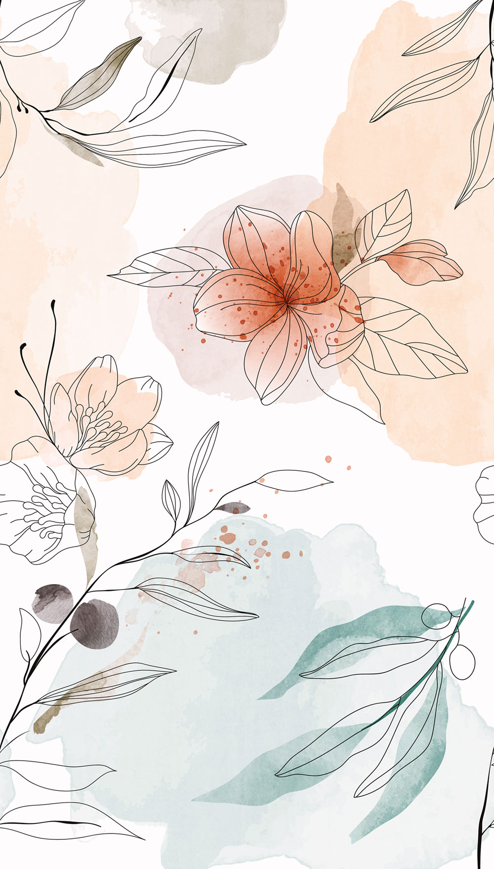 Beige wallpaper, Flowers, A72701, One roll, one motif 2, Grandeco