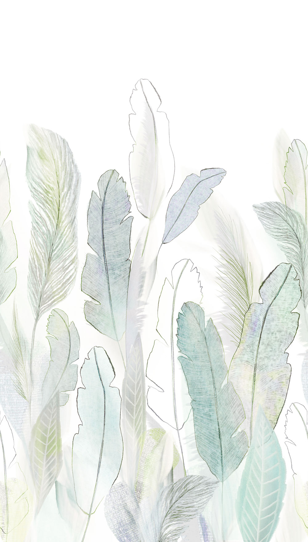 Beige wallpaper, Feathers, A73501, One roll, one motif 2, Grandeco