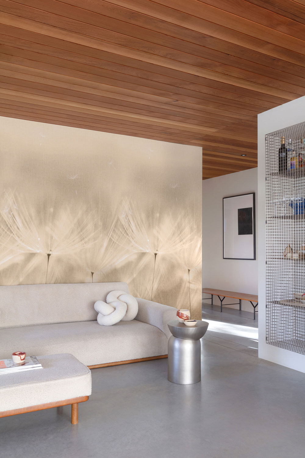 Beige wallpaper, Dandelions, 203801, One roll, one motif 2, Grandeco