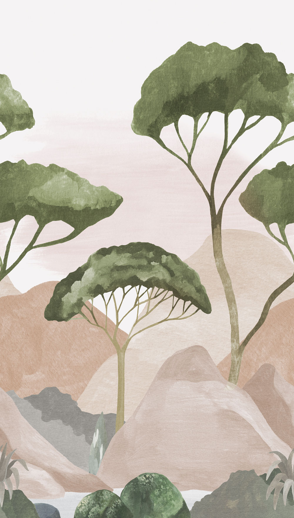 Beige wallpaper, Landscape, trees, A77401, One roll, one motif 2, Grandeco