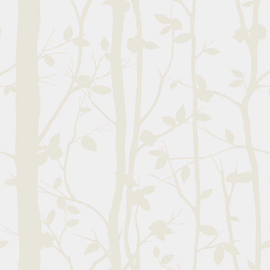 Wallpaper, white-cream, trees, leaves, 113341, Laura Ashley Signature