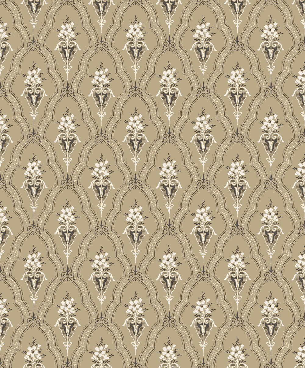 Wallpaper, brown, castle pattern, ornaments, 4164, Alla Tiders Hus, Borastapeter